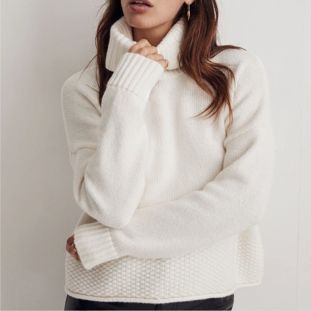 Madewell Sadler Turtleneck Sweater (Cream) small